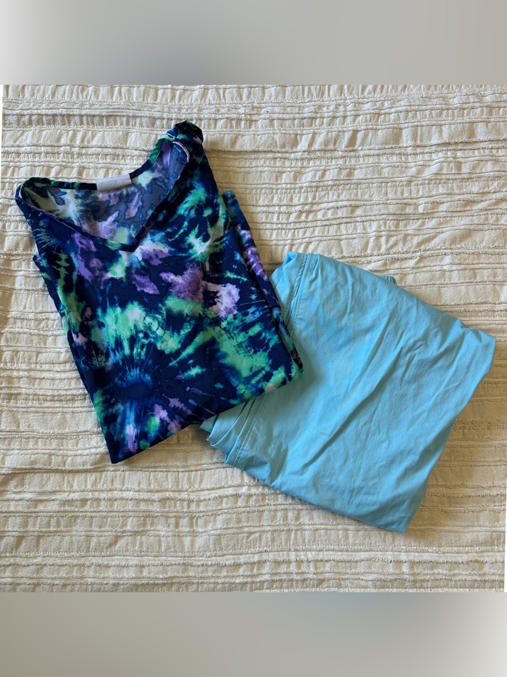 Tie-dye scrub top and bottom set